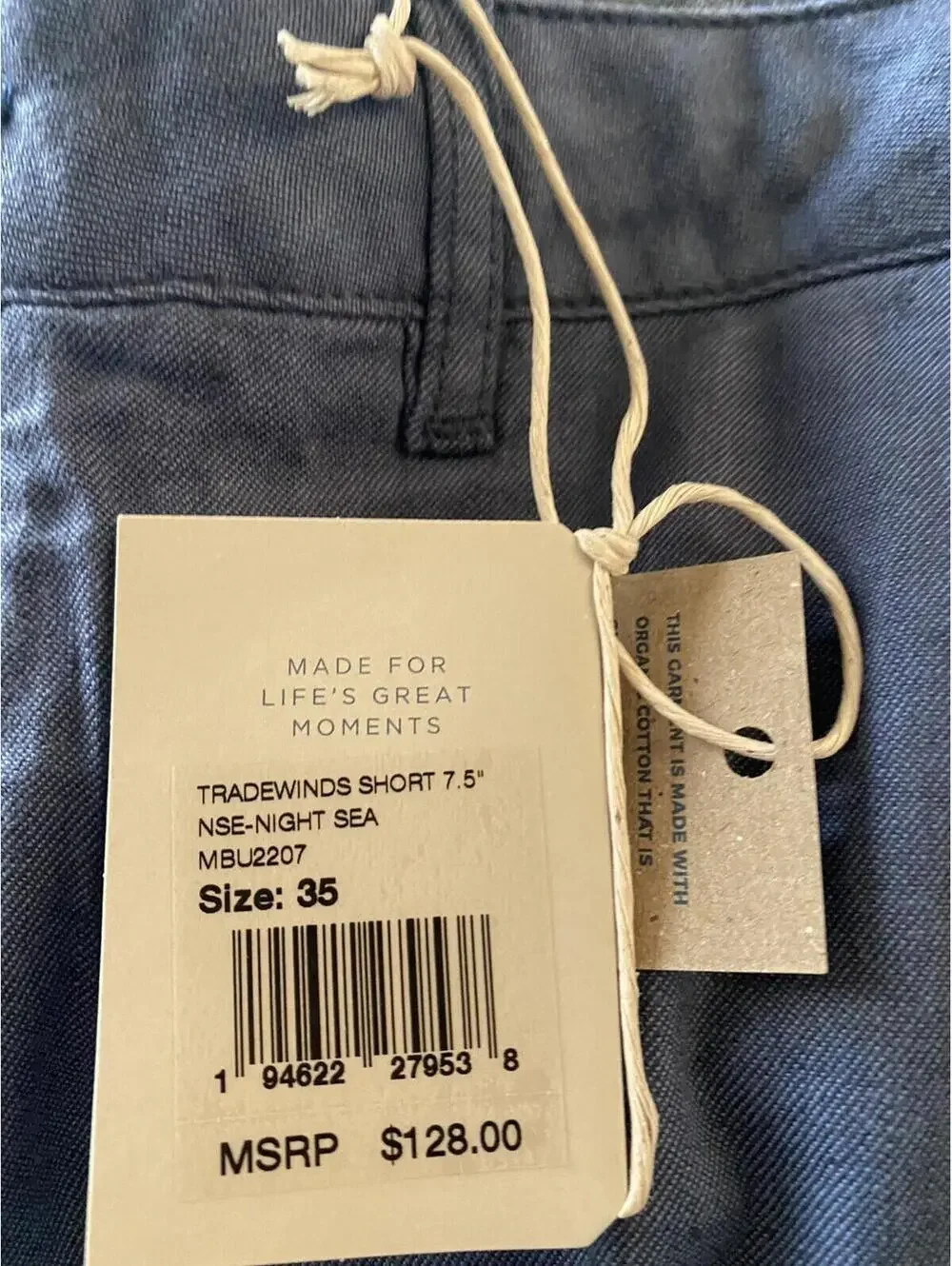 faherty mens tradewinds short 7.5” night sea size 35 $128